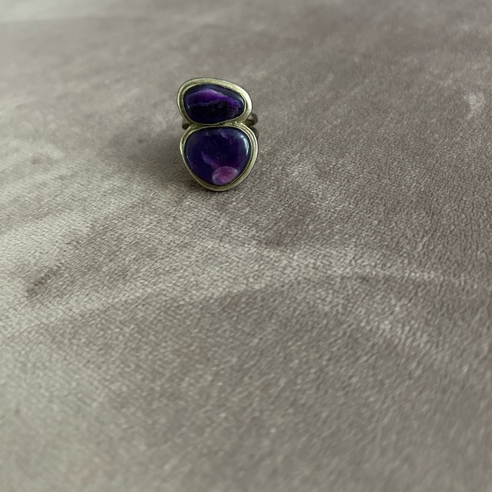 Silver and Amethyst Ring Size 7-8